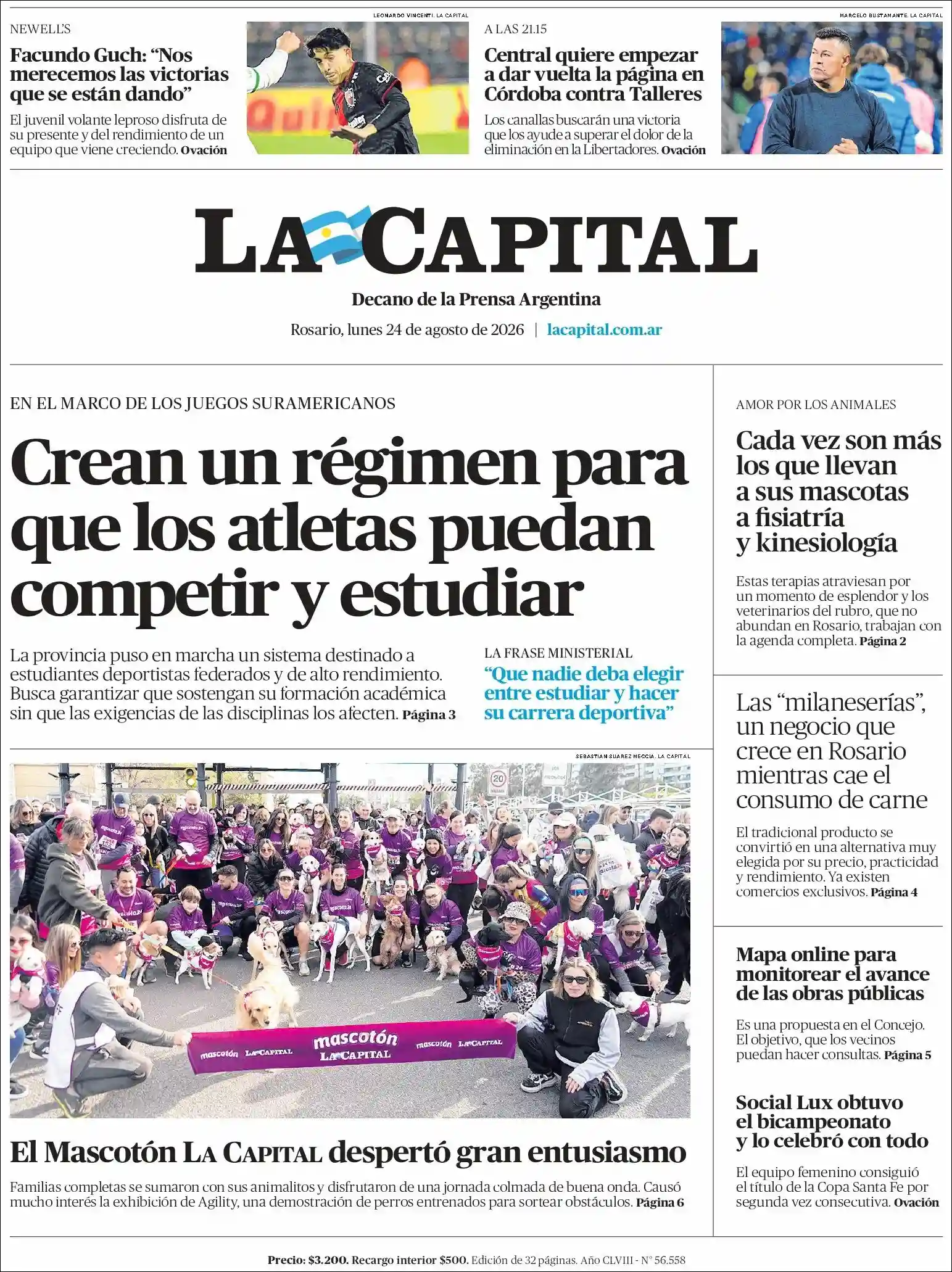 Estudios Max | CRISTAL 100.3 MHZ - Tapa del diario La Capital Rosario