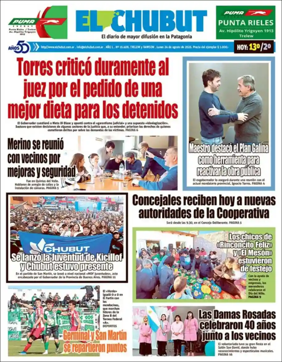 Estudios Max | CRISTAL 100.3 MHZ - Tapa del diario El Chubut