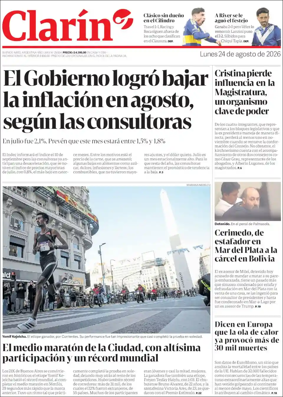 Estudios Max | CRISTAL 100.3 MHZ - Tapa del diario Clarin
