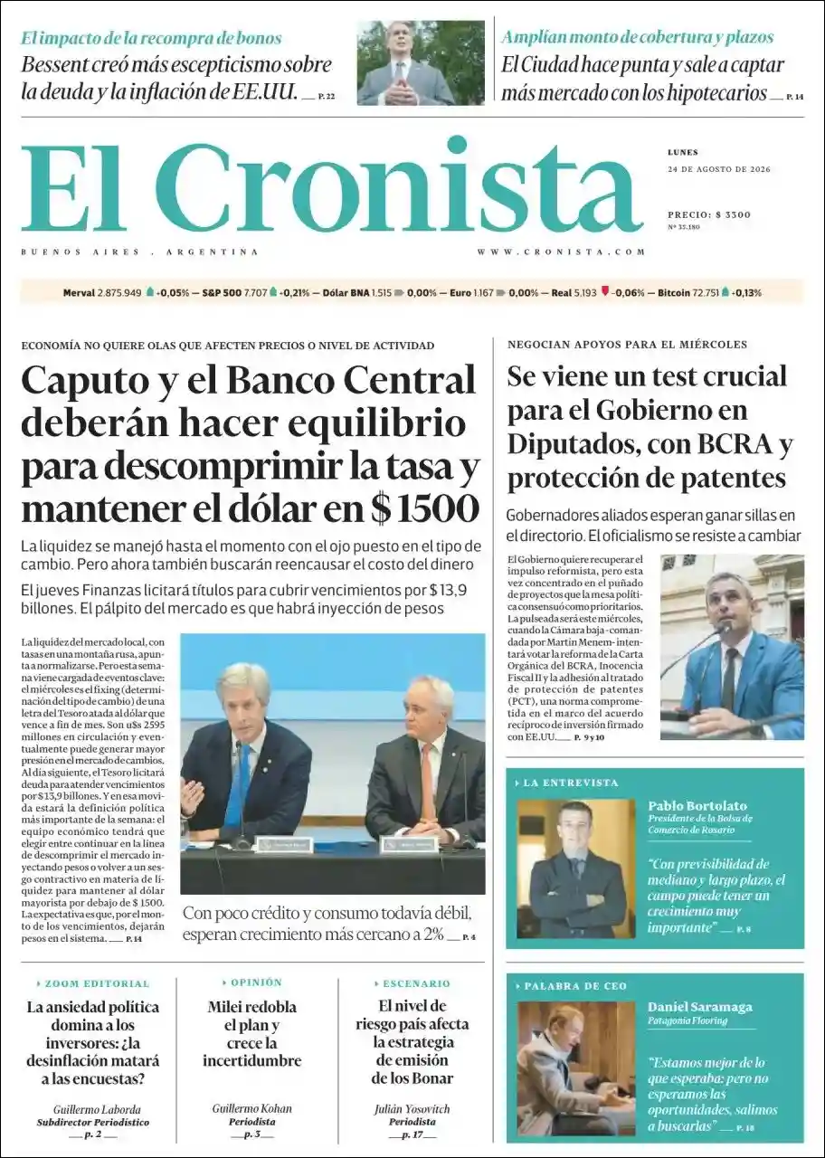 Estudios Max | CRISTAL 100.3 MHZ - Tapa del diario Cronista