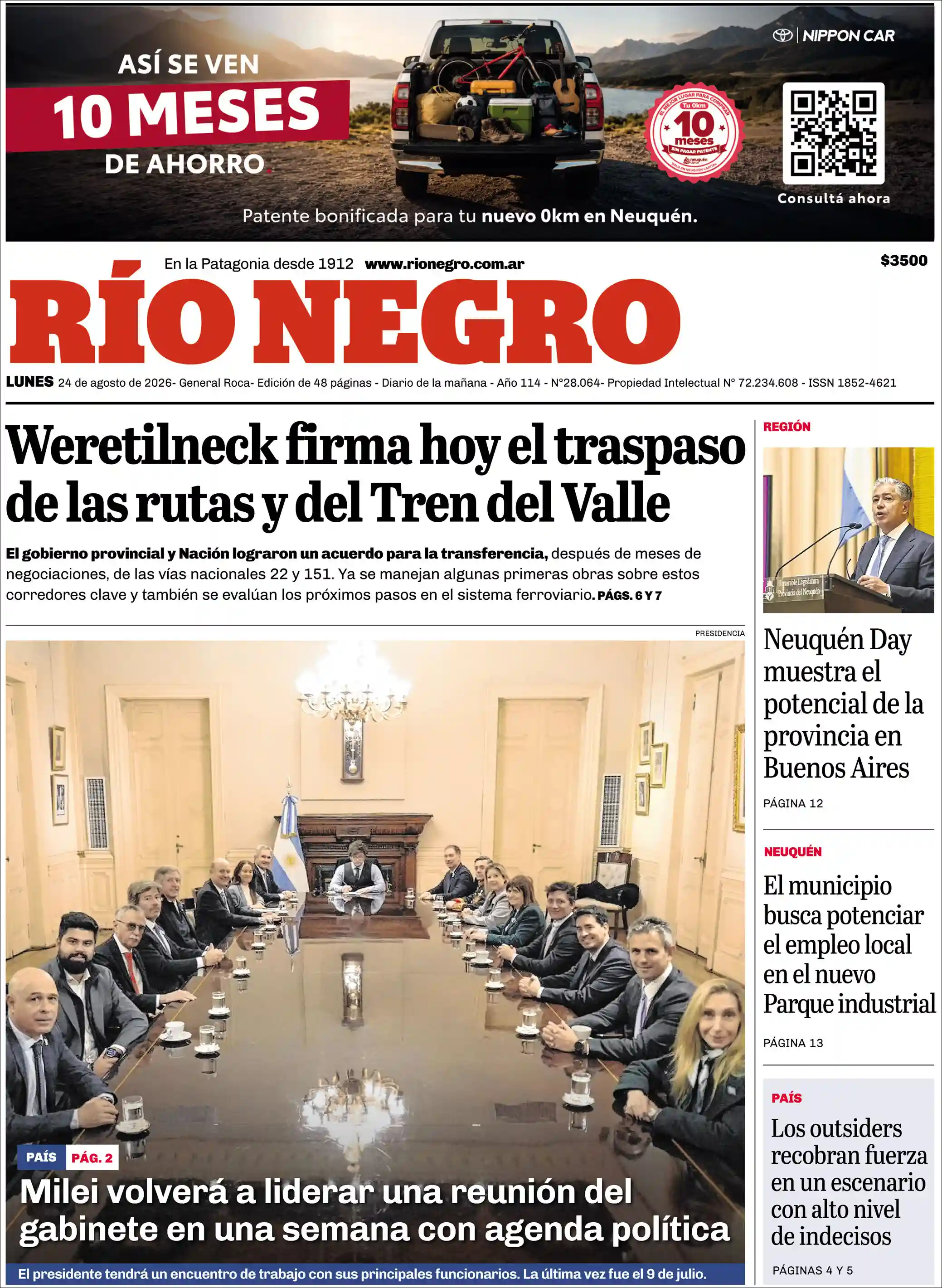 Estudios Max | CRISTAL 100.3 MHZ - Tapa del diario Rio Negro