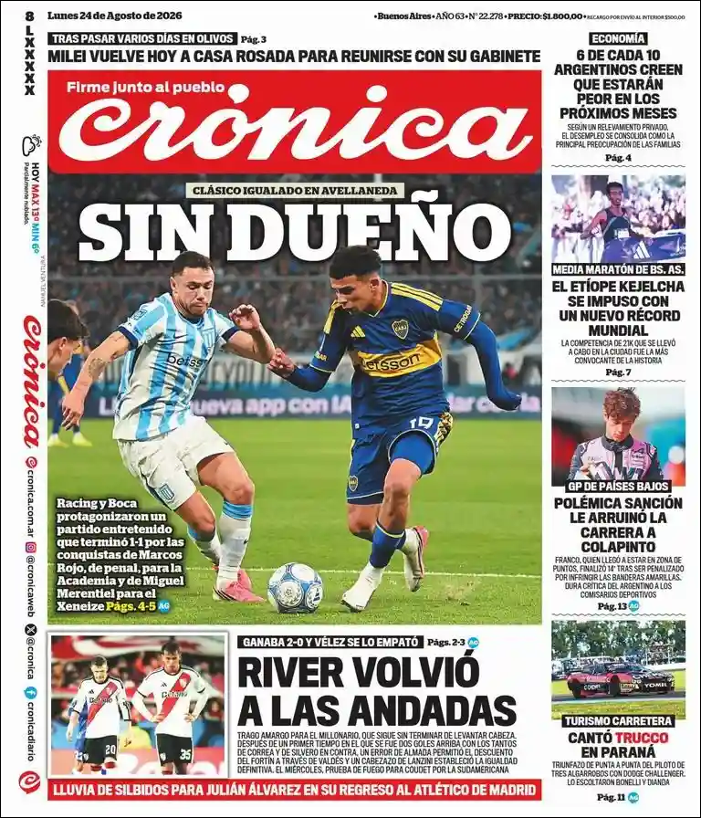 Estudios Max | CRISTAL 100.3 MHZ - Tapa del diario Crónica